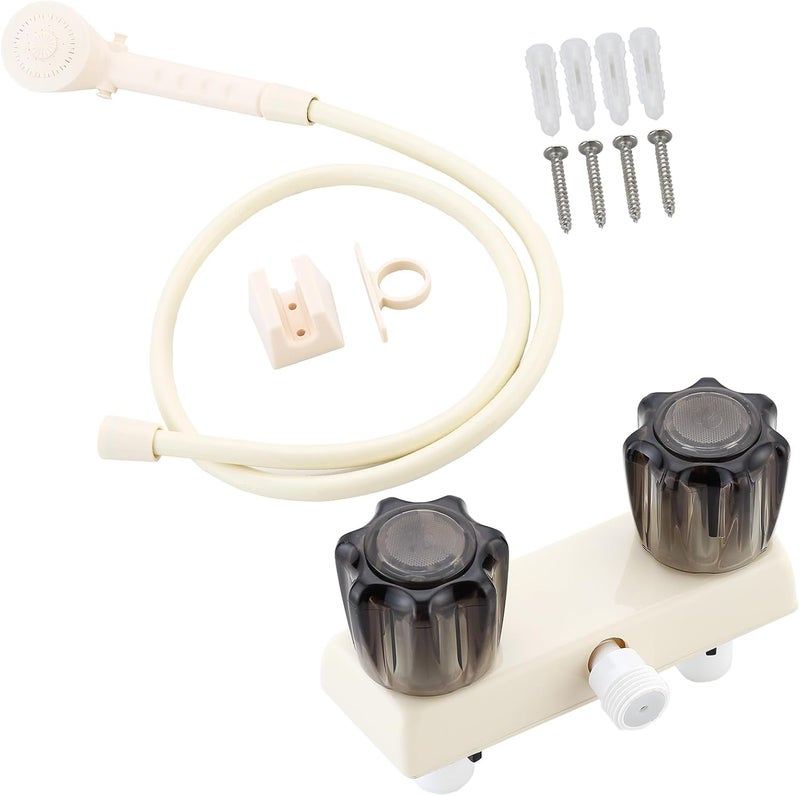gcbcrit RV Shower Faucet with Hose and Head, RV Outdoor Shower Kits, RV Tub Faucet with Shower Diverter Outdoor Shower Kit Fits for RV/Campers,Travel Trailer,Motorhome (Shower Faucet Kit, Milky White) - Image 1